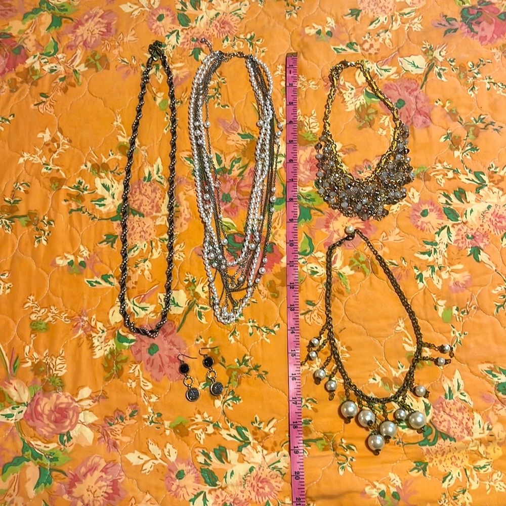 Lot of 4 Necklaces and 1 Pair of Earrings, Loft and other brands